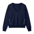 thumbnail image 4 of TARIENDY Cropped Sweatshirt for Women Lightweight Long Sleeve V Neck Pullover Tops Fashion Fall Casual Sweatshirts Navy XL, 4 of 7