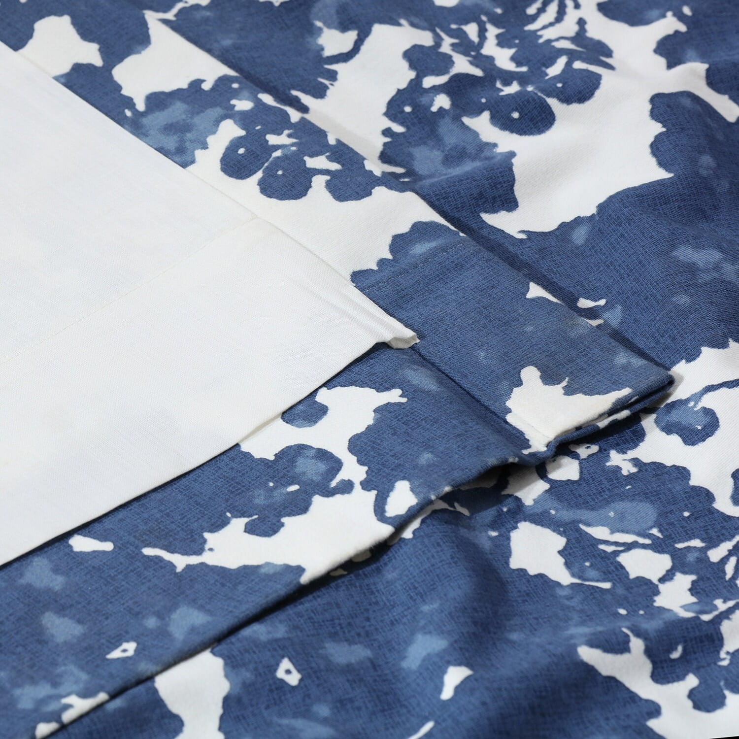 Fleur Blue Printed Cotton Twill Curtain (1 Panel), Fleur Blue, 50W X 108L