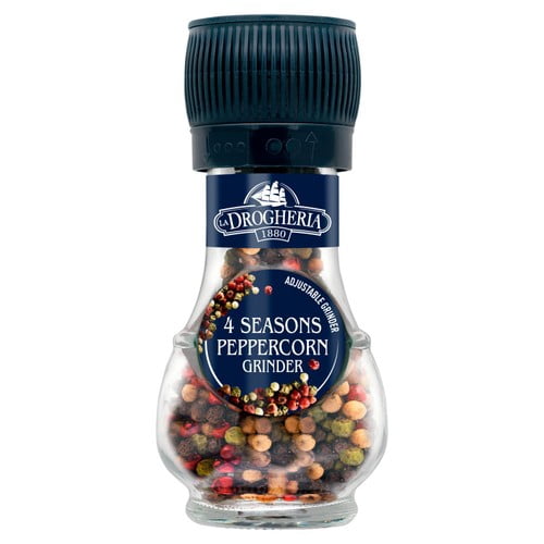 La Drogheria Black White Green & Pink Pepper Corn Adjustable Mill Grinder 35g, British Import (Pack of 2)
