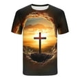 thumbnail image 5 of WAENQINLA Casual T-Shirts Men Short Sleeve Round Neck Stretchy Tops Soft Comfortable Faith Shirts 3D Printed Cross Tee Shirt Yellow T Shirts,Size M-5XL, 5 of 5
