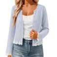 thumbnail image 6 of HCYSFG Womens Crochet Cardigan V Neck Button Front Long Sleeve Hollow Out Cropped Fit Knit Sweater Oktoberfest Layering Tops, 6 of 6