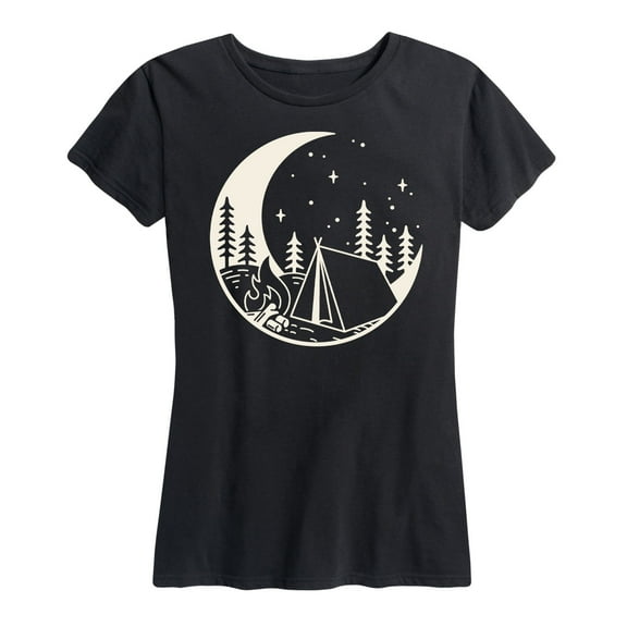 Instant Message - Moon Camping Scene - Women's Short Sleeve Graphic T-Shirt