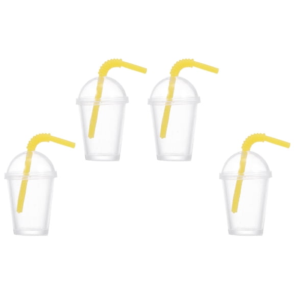 OUNONA Yellow Resin Mini Cup Model for Decoration with Realistic Design Great for Adding Atmosphere to Mini House 4pcs