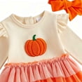 thumbnail image 7 of 6-12 Months Newborn Boys Girls Underwear Pajamas Rompers Little Girl Halloween Pumpkin Ghostly Sequined Long Sleeved Dress With Skirt And Triangular Top Orange Bodysuit Baby Fall Winter Gift, 7 of 7