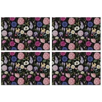 Pioneer Flower Floral Print Pattern Summer Placemats Table Placemats Set Of 4-Linen Kitchen Washable Placemats Table Mats 12x18 Inch Non-Slip Heat Resistant