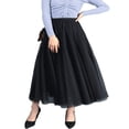 thumbnail image 1 of Jupe Longue en Tulle pour Femme Robe Tutu Évasée Plissée en Chiffon Taille Élastique Jupe Midi, 1 of 6