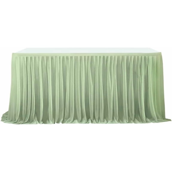 6FT Table Skirt Table Skirts Tulle Desk Skirts Dessert Display Table Cover Wedding Ruffle Tablecloth with Adhesive Tape
