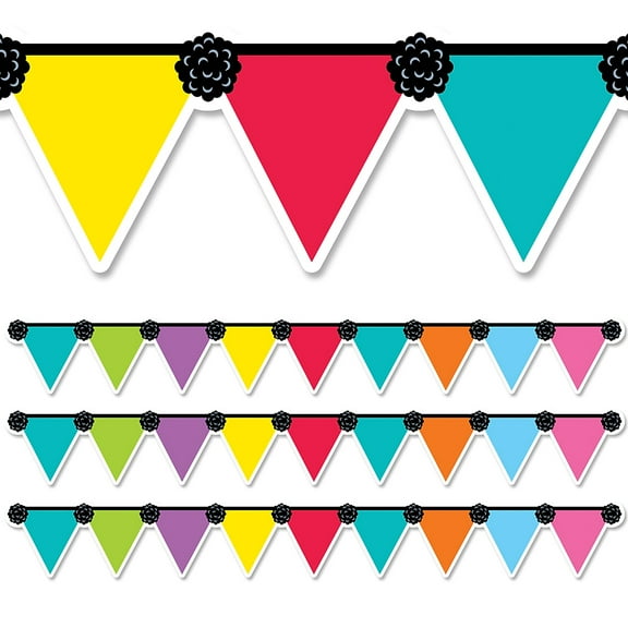 Creative Teaching Press EZ Border Paper Pennant Party Classroom Border, 72 Pieces