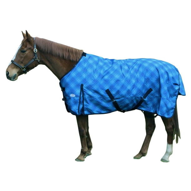 Ice Blue Plaid Horse Turnout Blanket Insulated by Derby Originals