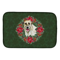 Irish Wolfhound Poinsetta Wreath Dish Drying Mat