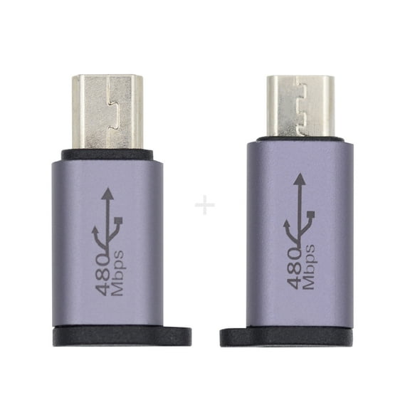 CY 2pcs/lot USB-C USB2.0 Type C Female to Micro Mini USB Male Power Adapter 480Mbps Data with Chain Holes