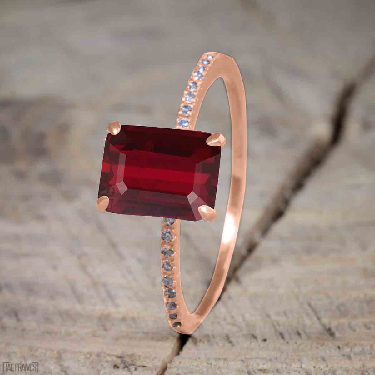 JeenMata Beautiful 1 Carat emerald cut Ruby Solitaire Engagement Ring