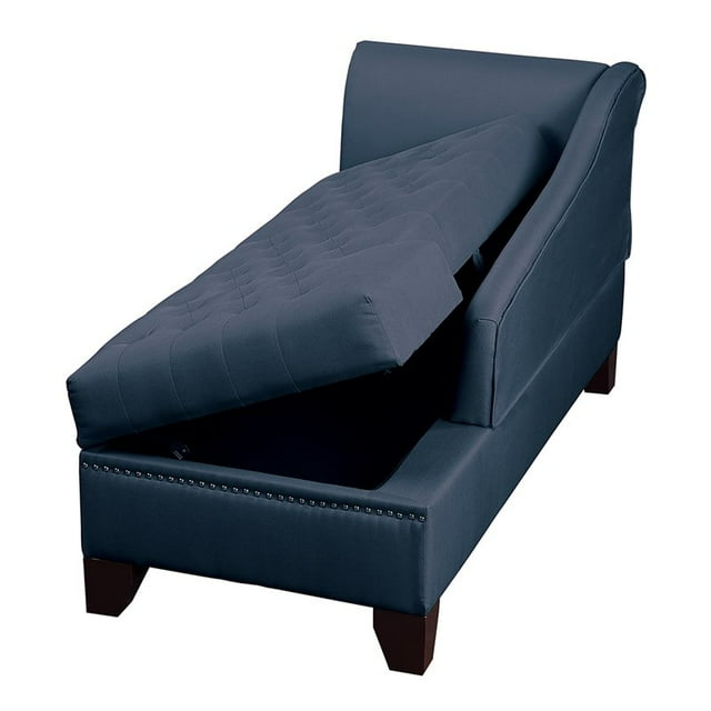Poundex Chaise Longue en Tissu pour Meubles avec Rangement en Bleu Foncé