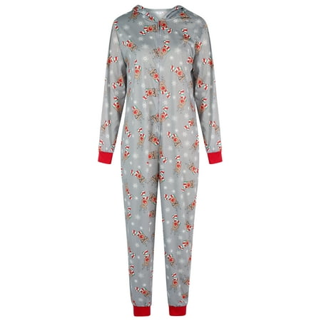 

Farrubbyine8 Christmas Family Matching Jumpsuit Pajama Elk Hoodie Sleepwear