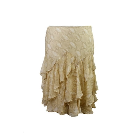 Lauren Ralph Lauren Tan Snake Print Tiered Chiffon Skirt 16