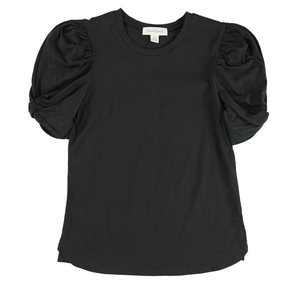 Treasure & Bond Womens Puff Sleeve Basic T-Shirt, Black, X-Large