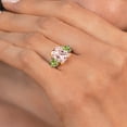 thumbnail image 4 of Gem Stone King 925 Sterling Silver and 10k Yellow Gold Peach Nano Morganite and Green Peridot 3 Stone Engagement Ring for Women (4.35 Cttw, Octagon Cut 10X8MM, Size 9), 4 of 4