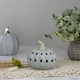 thumbnail image 2 of 5" Gray and Green Lighted Fall Harvest Ceramic Pumpkin, 2 of 3