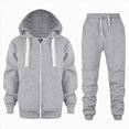 thumbnail image 2 of HCNTES Boys Winter Outfits 2PCS Boys Solid Pullover Hoodies Sweatshirt Zip Jackets Sweatspant Suit Kids Tracksuit Set 3-12 Years Boys Autumn Fall Set, 2 of 5