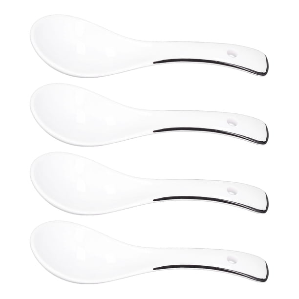 Cuchara de cerámica, 4 cucharas de cerámica blanca, cuchara para helado, cuchara de té, durabilidad extendida