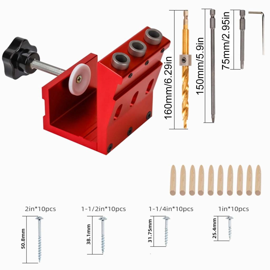 CEORPER Oblique Hole Locators Woodworking Positioners Drill Bit Pocket Hole Jig Set