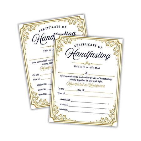 Handfasting Union Ceremony Certificate Cord Ribbon 6pk 8.5x11 on Linen Commitment Bound Celtic Medieval Secret Partner Parchment Marriage