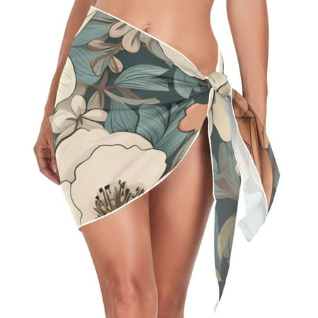 joogoo Peony Flowers and Leaves Women s Beach Sarong Bathing Suit Wrap Swimwear Cover Ups L