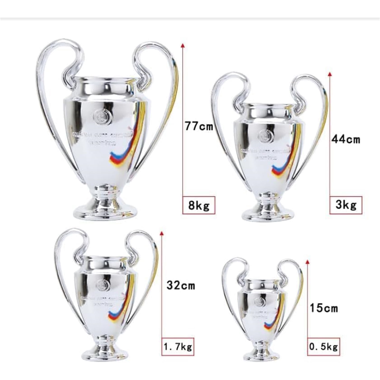 44cm/17.3 European Football League Champion Football Trophy, Resin St. Bernard League Replica Award Cup, Silver with Blue Ribbons for Sport Fan League Team,silver,European Football League
