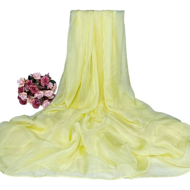 kurtrusly Chiffon Soft And Comfortable Long Shawl For Luxurious Look Made With Chiffon Long Shawls And Wraps light yellow