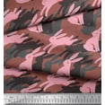 thumbnail image 2 of Soimoi Brown Silk Fabric Bunny Rabbit Animal Print Sewing Fabric Yard 42 Inch Wide, 2 of 3
