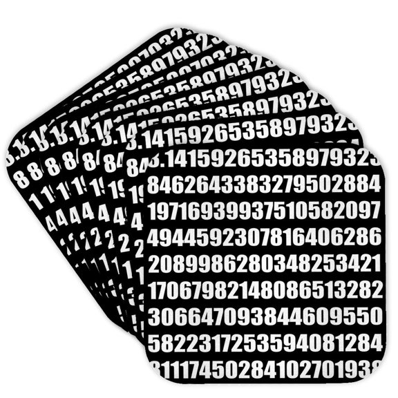 3dRose, Pi math number Mathematical modern abstract mathematic numeric figures, set of 8 Coasters - Soft