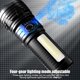 thumbnail image 5 of Linterna LED de Alta Brillantez | Enfoque Telescópico | Luz Potente | Carga Rápida Tipo-C | Linterna Impermeable para Emergencias al Aire Libre | Recargable | Power Bank | 3 Modos de Luz | Gran, 5 of 9