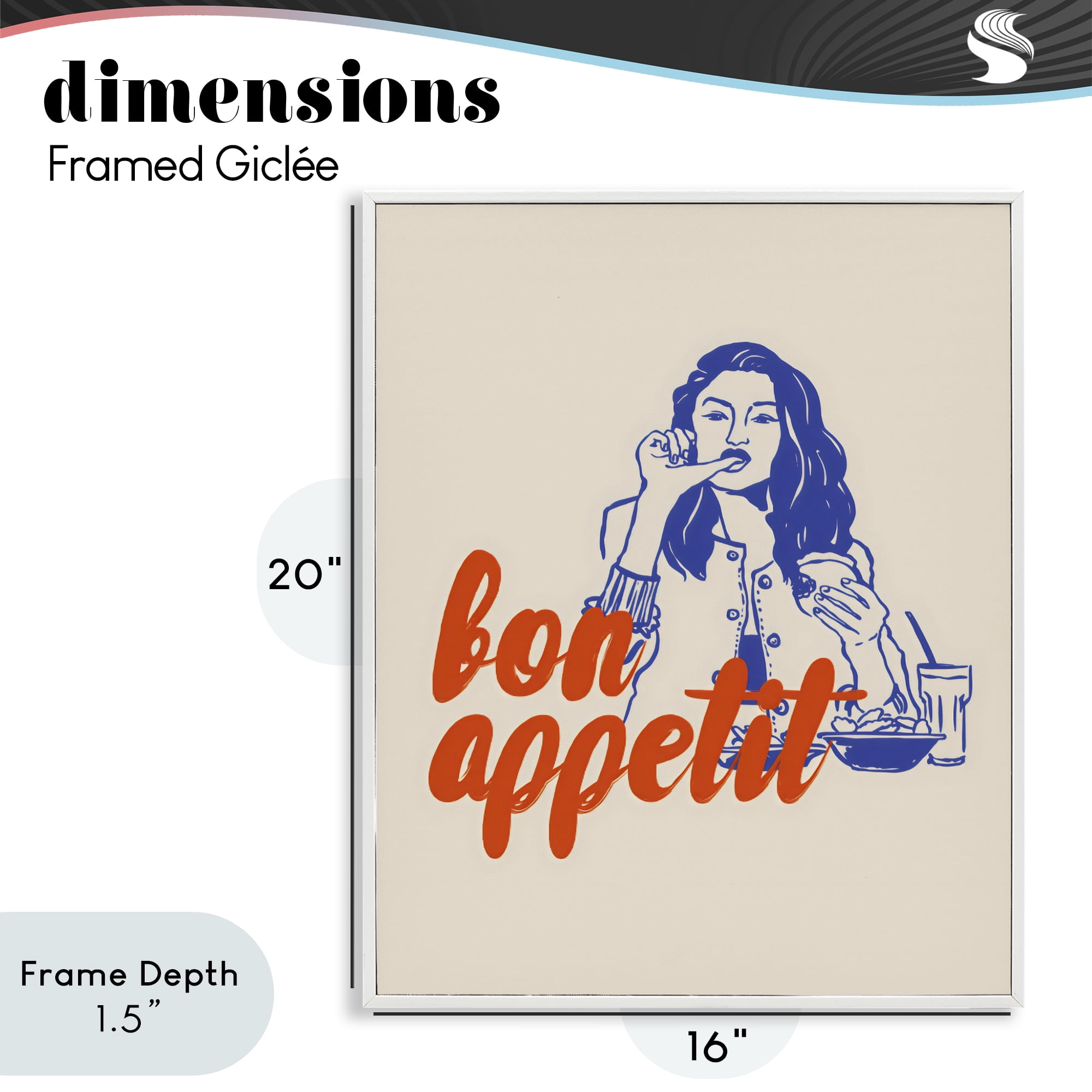 Stupell Industries Bon Appetit Woman Enjoying Meal White Framed Giclee Art, design by The Prints Vibe