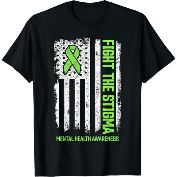 Mental Health Awareness Fight the Stigma Mental Health T-ShirtMen and women can wear, black T-shirts, gifts. Age: M,L，XL 2XL, 3XL, 861XL