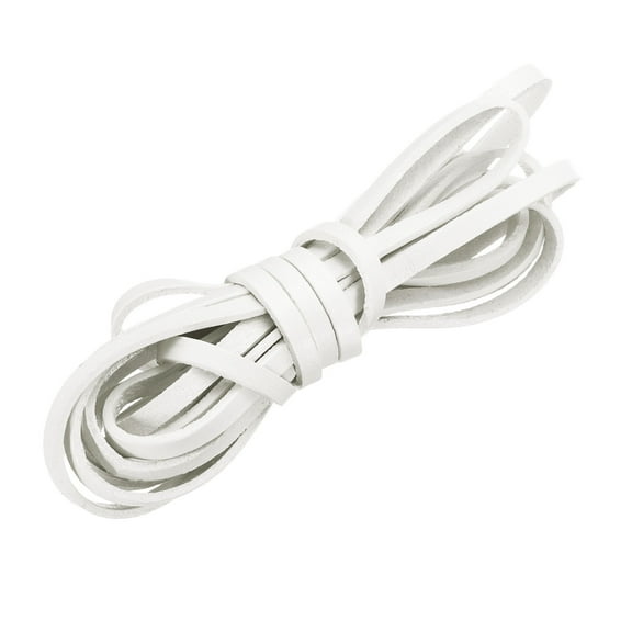 Flat Leather Cord, 3.3 Yard 5mm Leather String Strips for DIY Crafts Pure White