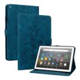 thumbnail image 2 of FJLBDE Case for Amazon Fire HD 8 Tablet (8th/7th/6th Gen, 2018/2017/2016), Embossed Flower PU Leather Flip Wallet Folio Stand Cover, Blue, 2 of 7