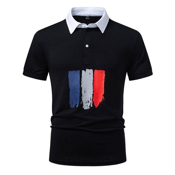 Men's Short Sleeve Polo Shirts Summer Patterned Collared Top