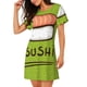 thumbnail image 2 of Disketp Fresh Sushi para Camisón Corto de Manga Corta para Mujeres, Camisón Cómodo con Escote Redondo, Bonito y Confortable, 2 of 6