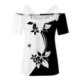 thumbnail image 4 of Blusa informal de manga corta con cuello en V y encaje con hombros descubiertos para mujer OAVQHLG3B Store  lin121212, 4 of 5