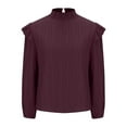 thumbnail image 4 of Tumotour Long Sleeve Shirts for Women Crewneck Loose Ruffle Pullover Blouses Solid Lightweight Casual T-Shirts Spring Basic tops Clothes Comfy Fall Fashion Trendy Outfits 2025, 4 of 7