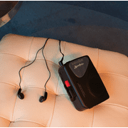 ByronStatics Portable Cassette Players, FM AM Radio Walkman Tape Player, Built In Mic Speakers, 2xAA Battery Or USB Power Supply, Headphone Jack, Black