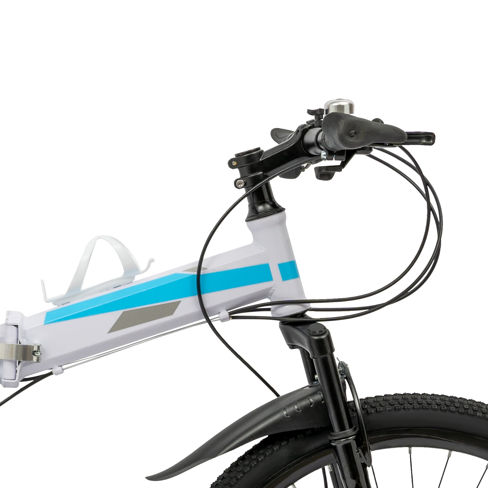 ChicHomey 26" Folding Mountain Bike-- 21-Speed (3x7 Gears),264.5lbs Max Load,Dual Disc Brakes & Anti-Slip Tires for Urban/Outdoor Cycling,Blue&White