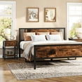 thumbnail image 4 of IdeaHouse End Table, Industrial Side Table with Storage, 2 Tiers Nightstand with Drawer, Featured Bedside for Bedroom, Living Room and Small Space, Rustic Brown, 4 of 8