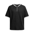 thumbnail image 2 of Gfyviroh Tee Shirts for Men Loose Quarter Zipper Crewneck T Shirts Oversized Short Sleeve Patchwork Tshirts, 2 of 7