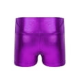 thumbnail image 2 of Mufeng Girls Shiny Metallic Dance Shorts for Ballet Gymnastic Jazz Hip-hop Sparkle Tumbling Bottoms Purple 12, 2 of 6