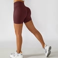 thumbnail image 4 of Pantalones cortos de yoga de cintura alta para mujer, control de barriga, pantalones cortos atléticos sin costuras para gimnasio en casa, correr, entrenamiento, granate M, 4 of 6
