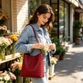 thumbnail image 4 of Woven Tote Bag Leather Bucket Bags for Women Summer Hobo Handbag Beach Vacation Purse Vintage Shoulder Bag for Travel, 4 of 7