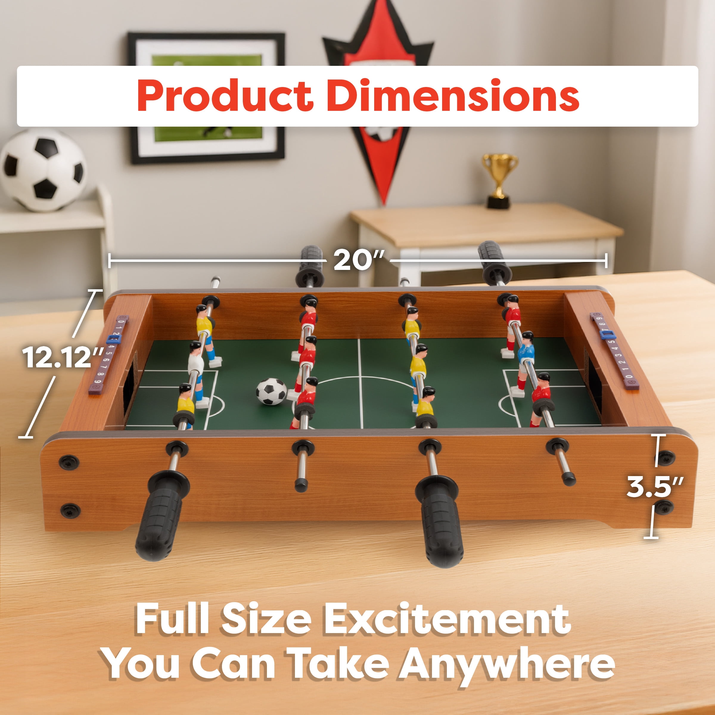 Hey Play 20-Inch Mini Foosball Table - Includes 2 Balls and Score Keeper