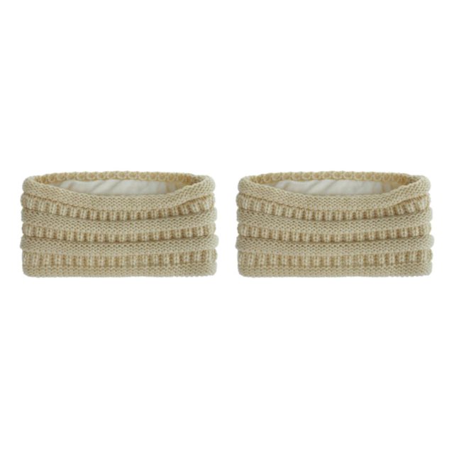 Decodeary Comfortable And Soft Winter Knitted Headbands For Women Cold Days Elastic And Stretchable Warm Beige 2Set