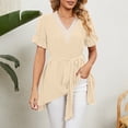 thumbnail image 3 of Blouses et Hauts pour Femmes Mode Femmes Couleur Unie Confortable Blouse Décontractée Sans Manches Col en V Bandage, 3 of 9